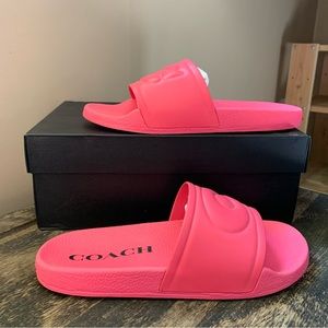 Pink coach rubber slides